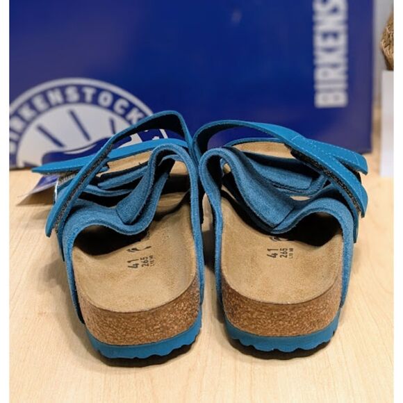 Birkenstock Uji Turquoise Nubuck Suede Leather Two Strap Sandals W10 EU41 NIB - Picture 7 of 13